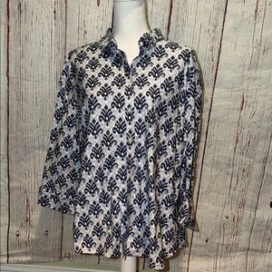 Chico's Black and White Patterned Blouse